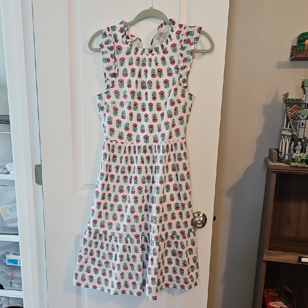 J. Crew Women's Dress - White and Pink- Size 2